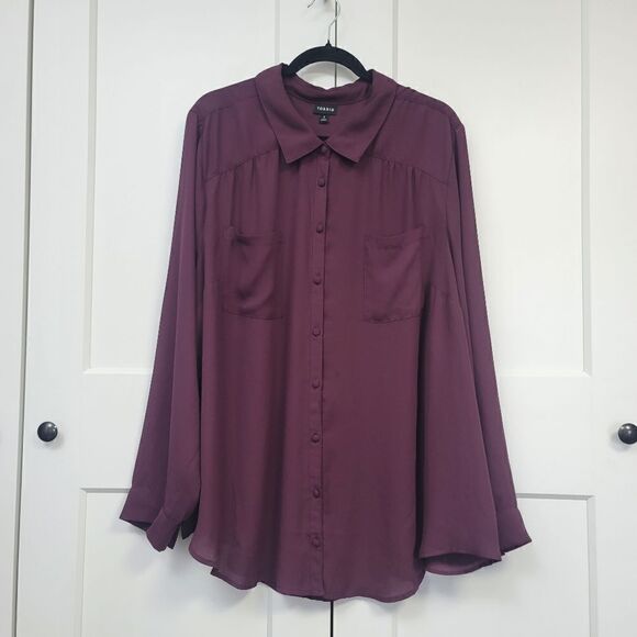 Torrid Madison georgette button-up long sleeve shirt, 4 - Picture 6 of 13